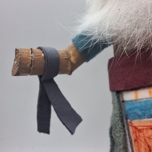 Kachina Handmade Doll Signed 8 Inch Wolf AM Native American Indian Art Wood Fur - Picture 9 of 12